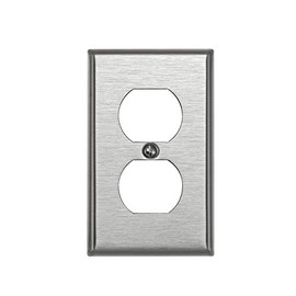 Leviton 1-Gang Duplex Device Receptacle Wallplate, Standard Size, Device Mount, Stainless Steel, 84003