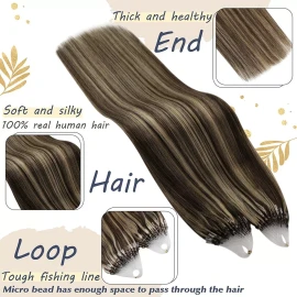Ugeat Extensiones Cabello Humano 14in Marrón Resptora Caramel 50gr