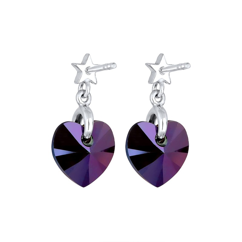 Elli Women's Earrings Heart Star Astro with Crystals, Facet cut,