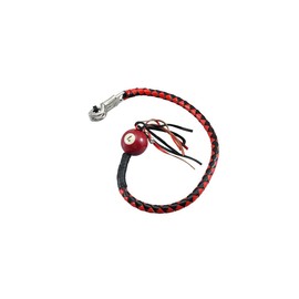 Leather Motorcycle Whips 36"/42" Get Back Whip with ball Heavy Duty Biker Whips Handlebar Accessories for Motorbike (Black&Red, 36")