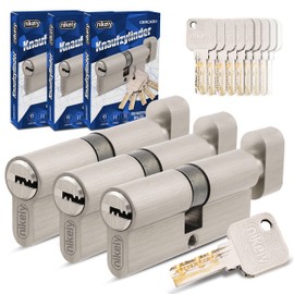 GERCAR GERCAR Pro Gleichschlie?end 3 Knaufzylinder 40/40 Set 3x Schlie?zylinder mit Knauf inkl. 15 Schlssel - 80 mm Trschloss Zylinderschloss 3er Zylinder - L?nge: 80mm, A:40 B:40 - Messing matt massiv