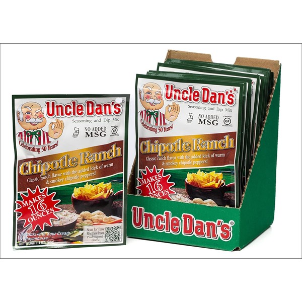 Uncle Dan's Chipotle Ranch Dressing, Dip, and Seasoning Mix- 12 Pack Case