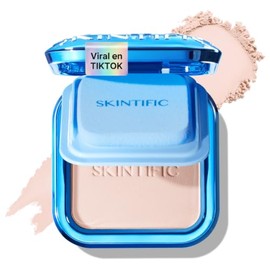 SKINTIFIC Base de Maquillaje en Polvo, Base en Polvo Compacta de Cobertura total Ultra Cover, Matifica y Controla Brillo por 16 h, Minimiza la aparien