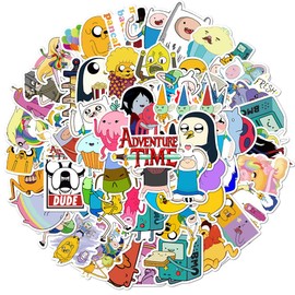 Adventure Time Stickers, Cartoon TV Show Characters Stickers, Graffiti Vinyl Waterproof Stickers for Laptop, Water Bottle, Skateboard, Children and Teenagers, Pack of 100