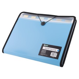 D.RECT Briefcase Notebook Set Expandable Portable File Folder Document Folders Round Elastic Band with Closure Button 7 Compartments A4 Blue