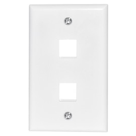 Newhouse Hardware 2-Port Keystone Jack Wall Plate White QP2-WH-01, Ethernet Outlet Cover Wall Plate for Coaxial Cable, HDMI, or RJ45 Keystone Jack, Home Improvement Electrical Equipment