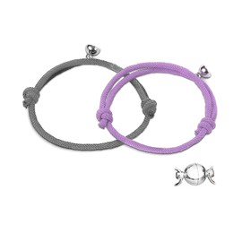 BAUMA AUTO Couple Bracelet Relationship Matching Bracelets Set 2 PCS Friendship Rope Bracelet Set Gift for Couple Women Men Boyfriend Girlfriend Him Her BFF Best Friends (Grey and Purple)