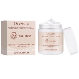 Beef Tallow Skincare,Tallow Balm,Rindertalg Creme,Rinderfett Gesichtscreme zur Hautpflege Gesicht und Körper,Natürliche Lotion Tallow Creme Feuchtigkeitscreme für Empfindliche Haut (118ml)