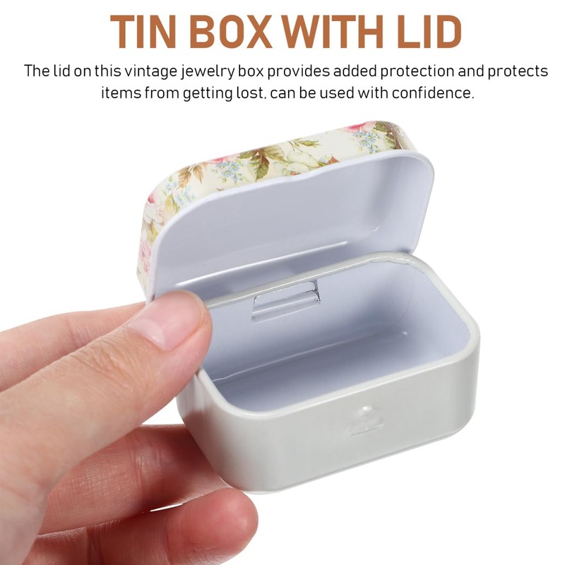 COLLBATH Vintage Tinplate Jewellery Box with Lid, Set of 8,
