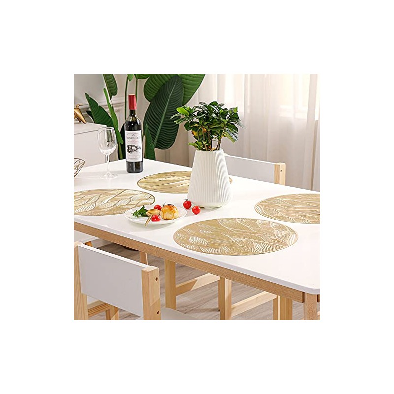 Hosoncovy 4 Pack Waves Decorative Placemats PVC Placemats Hollow Table
