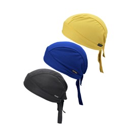 Kninmdor Do Rags Cycling Caps Helmet Liner Doo Rag Motorcycle Bandana Hat Sweat Liner Skull Caps Dew Rags for Men and Women, Plain Set-2, One Size-3X-Large