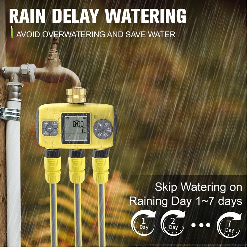 Generic 3 Zone Sprinkler Timer, 3 Outlets Programmable Water Hose
