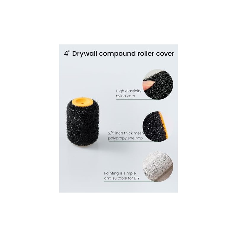 Voomey 3 Pcs 4 Inch Drywall Compound Roller Cover with