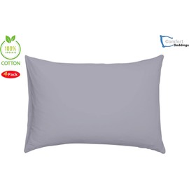 Comfort Beddings Export Quality 800 Thread Count 100% Egyptian Cotton Set of 4pc Housewife Pillowcases Silver, Envelope Closure Pillow Covers - Superking Pillowcases (50cm x 90cm)
