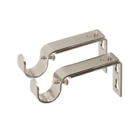 Ivilon Adjustable Brackets for Curtain Rods - for 7/8 or 1 Inch Rods. Set of 2 - Brushed Nickel
