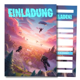 HIDEBLOOM I Gaming Invitation Cards Children's Birthday Boy Girl I Pack of 12 I DIN A6 (10.5 cm x 14.8 cm) I Gaming Invitation Birthday I Boys Girls I Invitation Card Teenager I Gaming Party