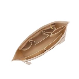 Homiliky Tote Bag Organizer Insert,Purse Organizer insert with Base Shaper Multi Pocket Felt Handbag Organize Tote Shaper Fit Speedy (Beige) (M)