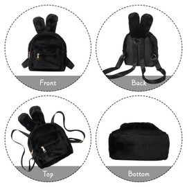 Jywmsc Cute Bunny Backpacks for Girls, Women Cute Rabbit Ears Backpack Fluffy Shoulder Bag School Bag Satchel