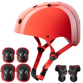 Niftii Glossy Helmet and Pad Set for Kids | Adjustable Protective Gear with Knee, Elbow & Wrist Pads | Safety Set for Cycling, Skateboarding, and Scooting | For Boys & Girls Ages 3-15