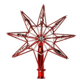 HolidayGiftShops Star Glass Christmas Tree Topper Red-Silver
