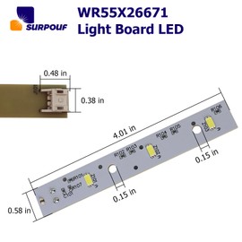 SURPOUF 2pcs WR55X26671Refrigerators LED Light Board Compatible With GE wr55X26671 LED Refrigerators Light Bulb Replacement 4468532 AP6035586 PS11767930