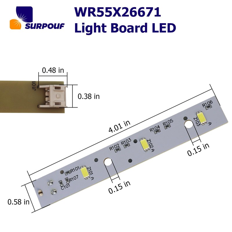 SURPOUF 2pcs WR55X26671Refrigerators LED Light Board Compatible With GE wr55X26671