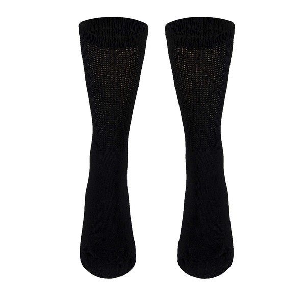 NuVein Diabetic Socks, Sensitive Foot, Comfort Loose Knit, Black, X-Large