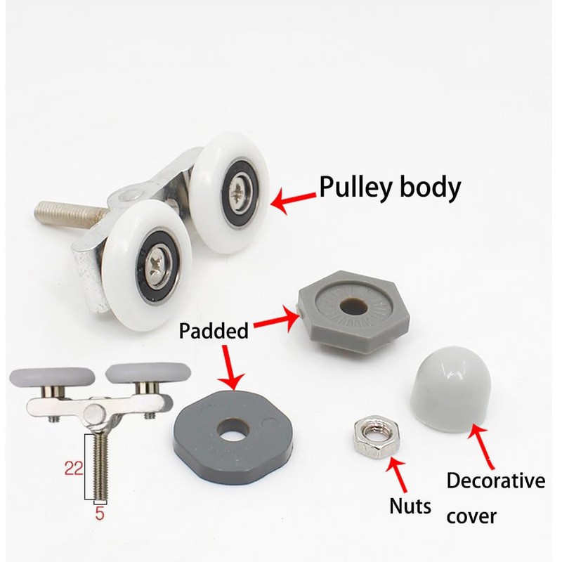 Cokritsm Shower Door Rollers, 6 Pieces, Shower Cubicle Rollers, 25