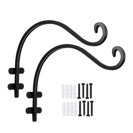 eywlwaar Black Hanging Plant Bracket Iron Plant Hooks Suitable for Flowers Baskets Bird Feeder Lanterns Wind Chimes Indoor Outdoor 2 Pieces-12 inches