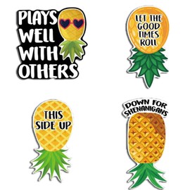 LSCQYYCC-4 PCS Pineapple Magnets - Reusable Pineapple Decorative Magnetic Strips for Cruise Doors, Cabin, Refrigerators, and Cars