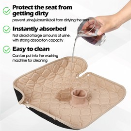 JEYODA ﻿Car Seat Protector for Potty Training Instant Suction Baby Piddle Pad for Baby Seats Reusable Car Seat Liner with Anti Slip for High Chairs, Baby Strollers 2pcs (Beige)