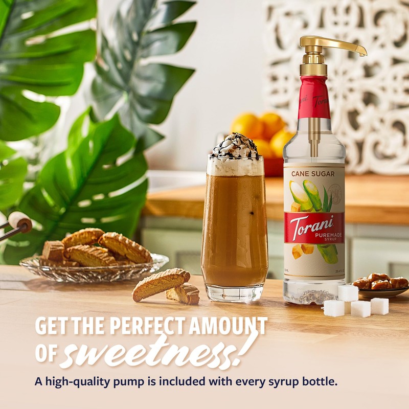 Torani Puremade Cane Sugar Syrup, Simple Syrup for Drinks &
