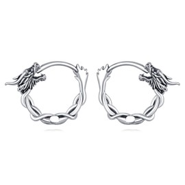 JERWLI Dragon Earrings 925 Sterling Silver Dragon Hoop Earrings Jewelry Gifts for Men Women Dragon Lovers