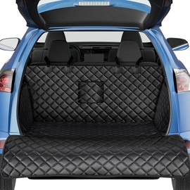 PETICON SUV Cargo Liner for Dogs, PU Leather Waterproof Pet Cargo Cover for SUVs Sedans Vans with Bumper Flap Protector, Scrachproof Non-Slip Large Size Dog Seat Mat Universal Fit