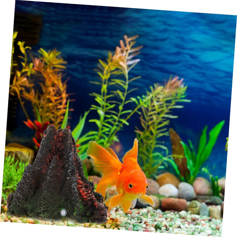 KONTONTY Lifelike Volcano Air-Stone Fish Tank Resin Decor Unique Aquarium