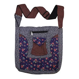 Freak Scene Shopping Bag - Pattern of Flowers Purple-Grey-Redbrown 02 - Sling Bag