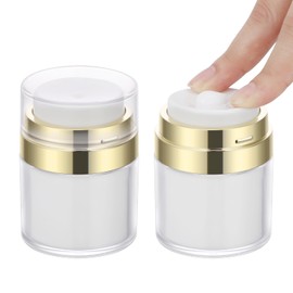 Segbeauty Travel Cream Bottle, 2Pcs 30g Refillable Airless Pump Jars, Empty Vacuum Cosmetic Containers, Leakproof and Portable, for Men and Women
