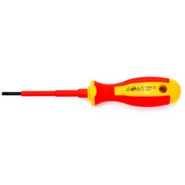 INGDAUM® VDE Slotted Screwdriver, Insulated Against 1000 V, for Professional Electricians, Mechatronics Engineers and Refrigerators (0.5 x 3.0 x 75 mm)