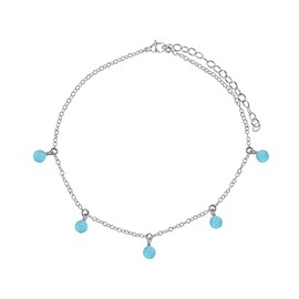 Larimar Bead Drop Anklet in Stainless Steel
