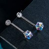 Cube Austrian Crystal Drop Long Dangle Earrings for Women 925