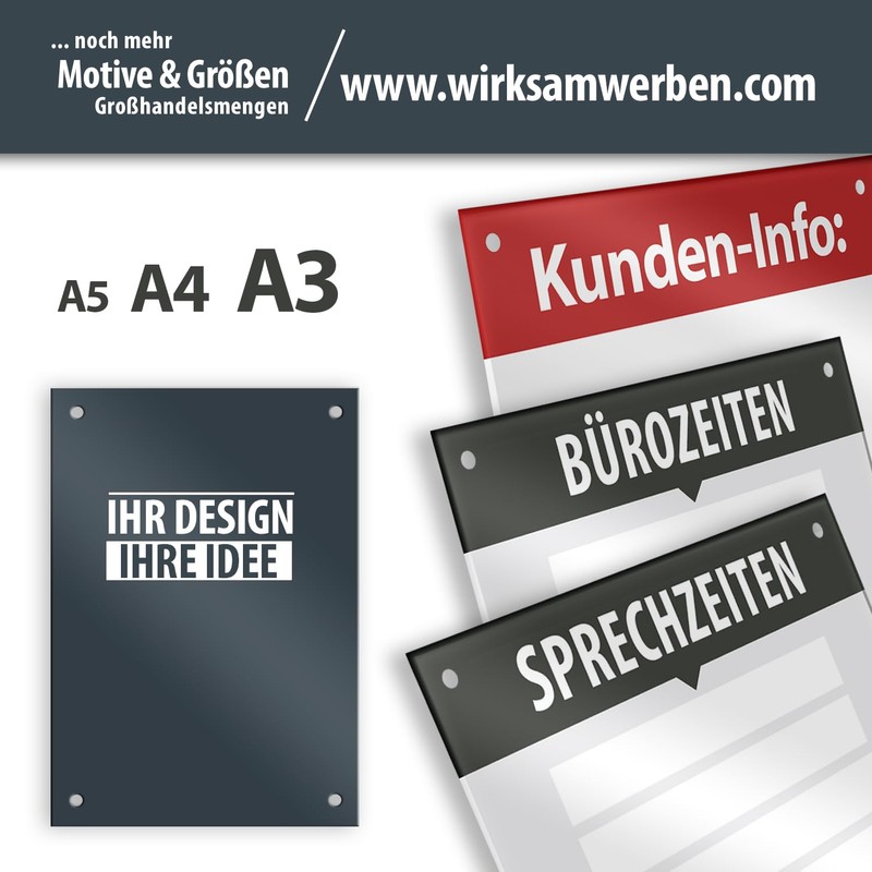 Sign Opening Hours Business, Variable Writeable with Desired Text, Acrylic