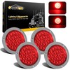Partsam 4Pcs 4" Round Red LED Stop Turn Tail Lights