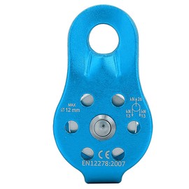 Mobile Side Plate Pulley Movable Downhill Pulley 26KN Side Swing Single Pulley Single Pulley for Rock Climbing, Tyrolean, Rescue Lifting, Zipline etc. (Blue)