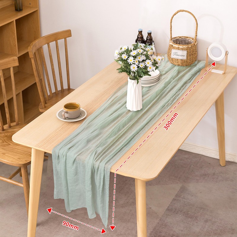 Cheesecloth Table Runner, Sage Green Cheesecloth Table Runner Rustic Gauze
