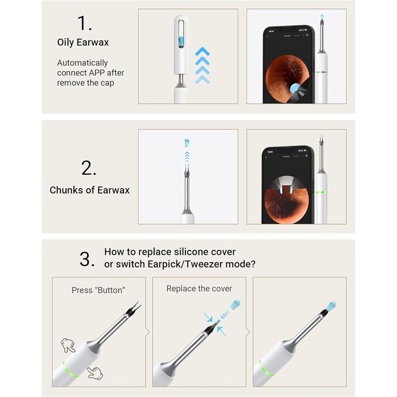 Mingzhe Visual Ear Scoop Endoscopic Ear Pickers Earwax Remover Tool