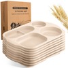 Tanlade 8 Pcs Large Unbreakable Divided Plates 12 Inch Wheat