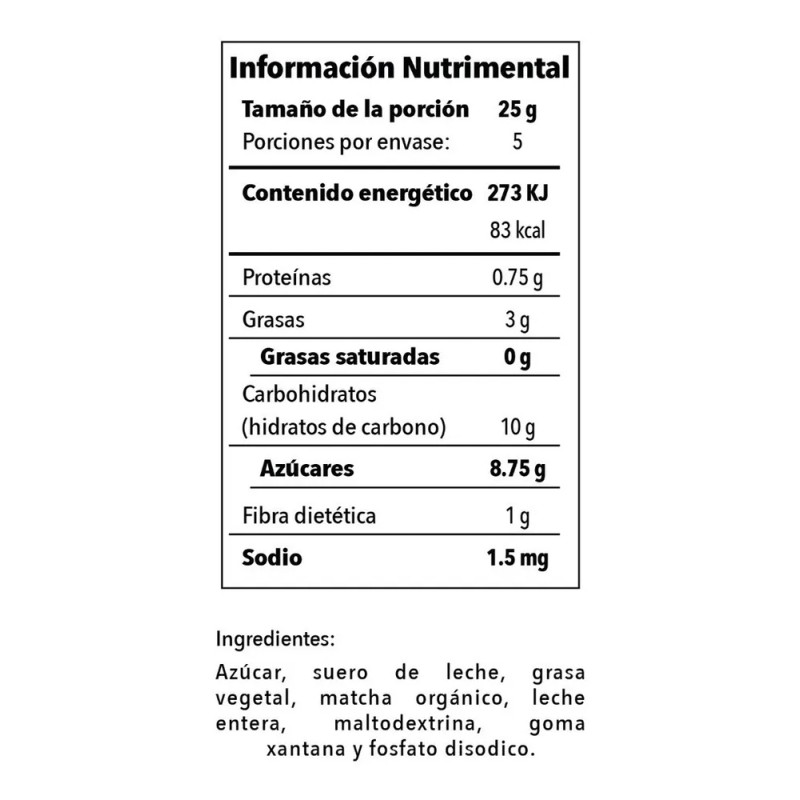 Te Matcha 125 G Tibiri Contentti Fácil Preparación.