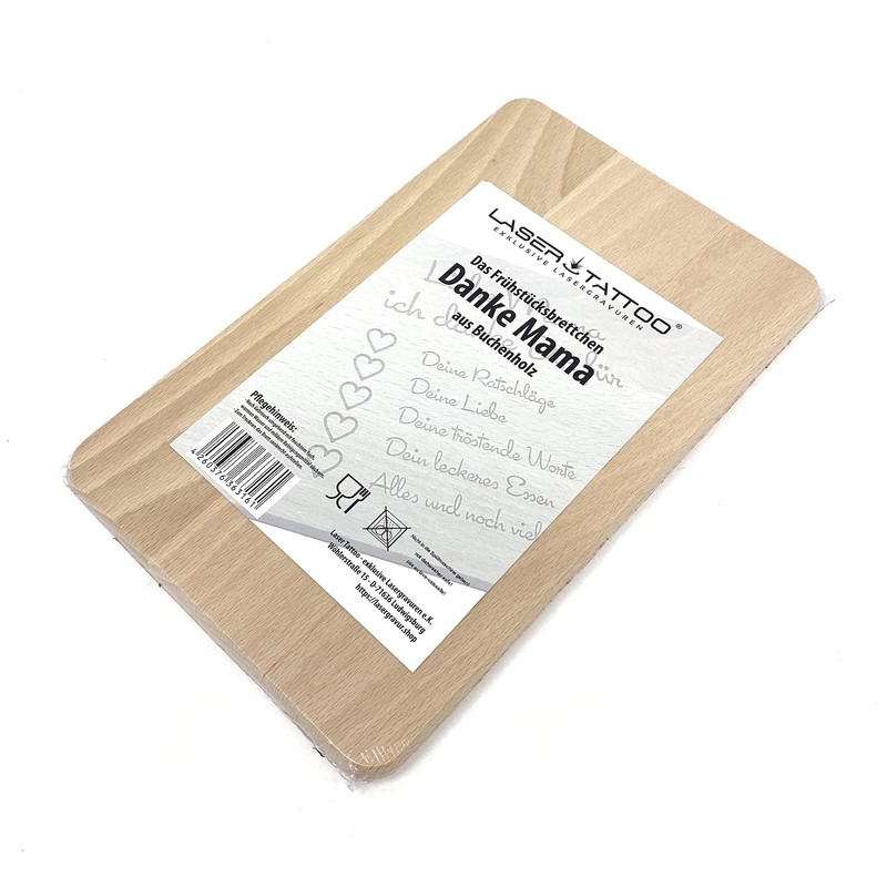 Laser Tattoo – Wooden Breakfast Board with German Engraving "Mama