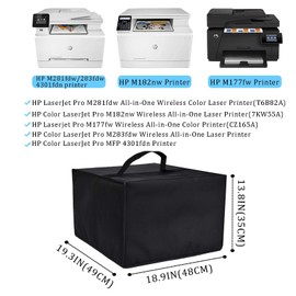 Printer Dust Cover, Antistatic Water-Proof Protective Cover Heavy Duty Nylon Cover for HP Color LaserJet Printer Pro MFP M177fw/M277dw/M182nw/M281fdw/4301fdw/M283fdw(19.3''D x 18.9''W x 13.8''H)