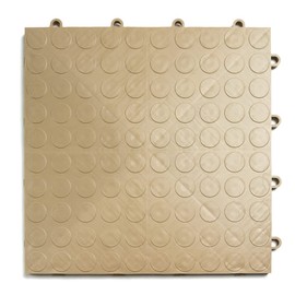 Big Floors GarageDeck Coin Pattern, Durable Copolymer Interlocking Modular Non-Slip Garage Flooring Tile (48 Pack), Beige